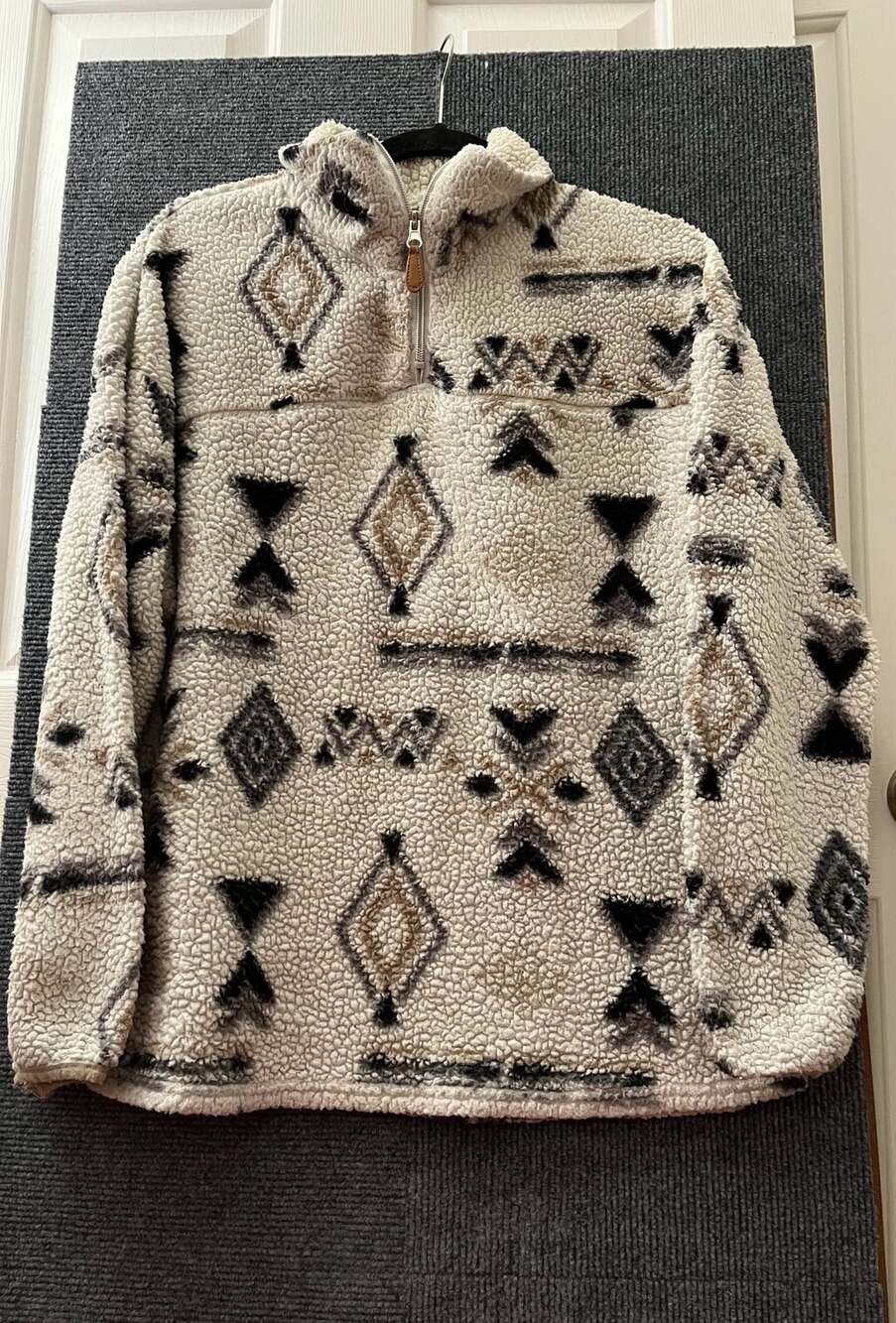 Warm & Cozy Lifestyle Quarter Zip Fleece Size M Aztec Print Teddy Sweatshirt